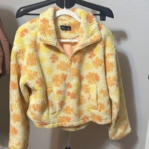 Floral Teddy Jacket in Cream and Yellow